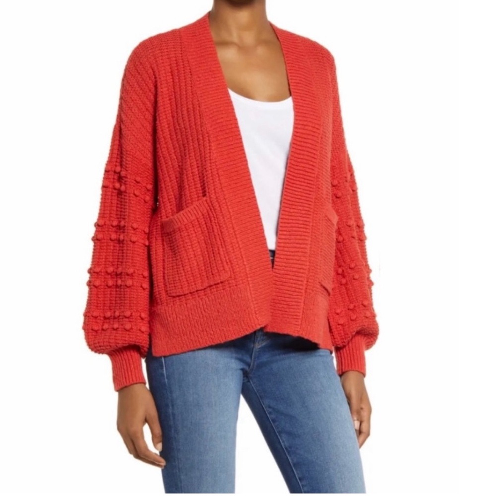 Madewell Kilt Red Bobble Cardigan